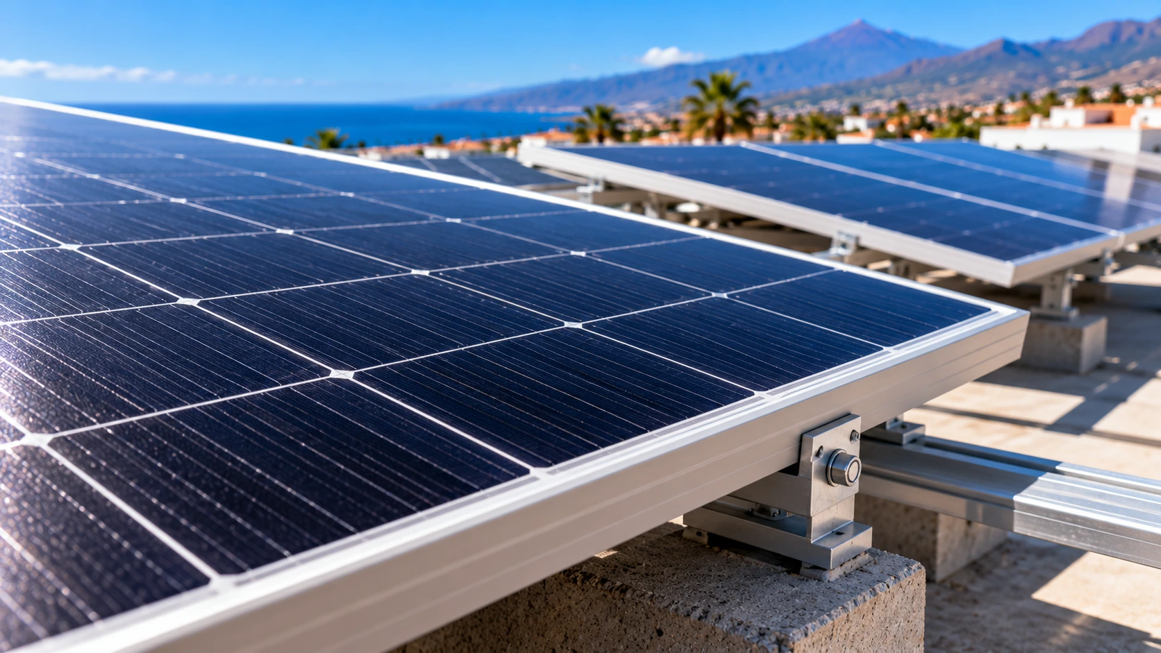 Panel solar fotovoltaico moderno instalado en una azotea